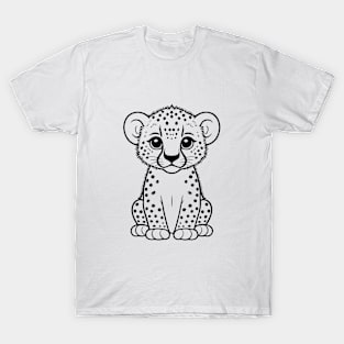 Cute Baby Cheetah Animal Outline T-Shirt